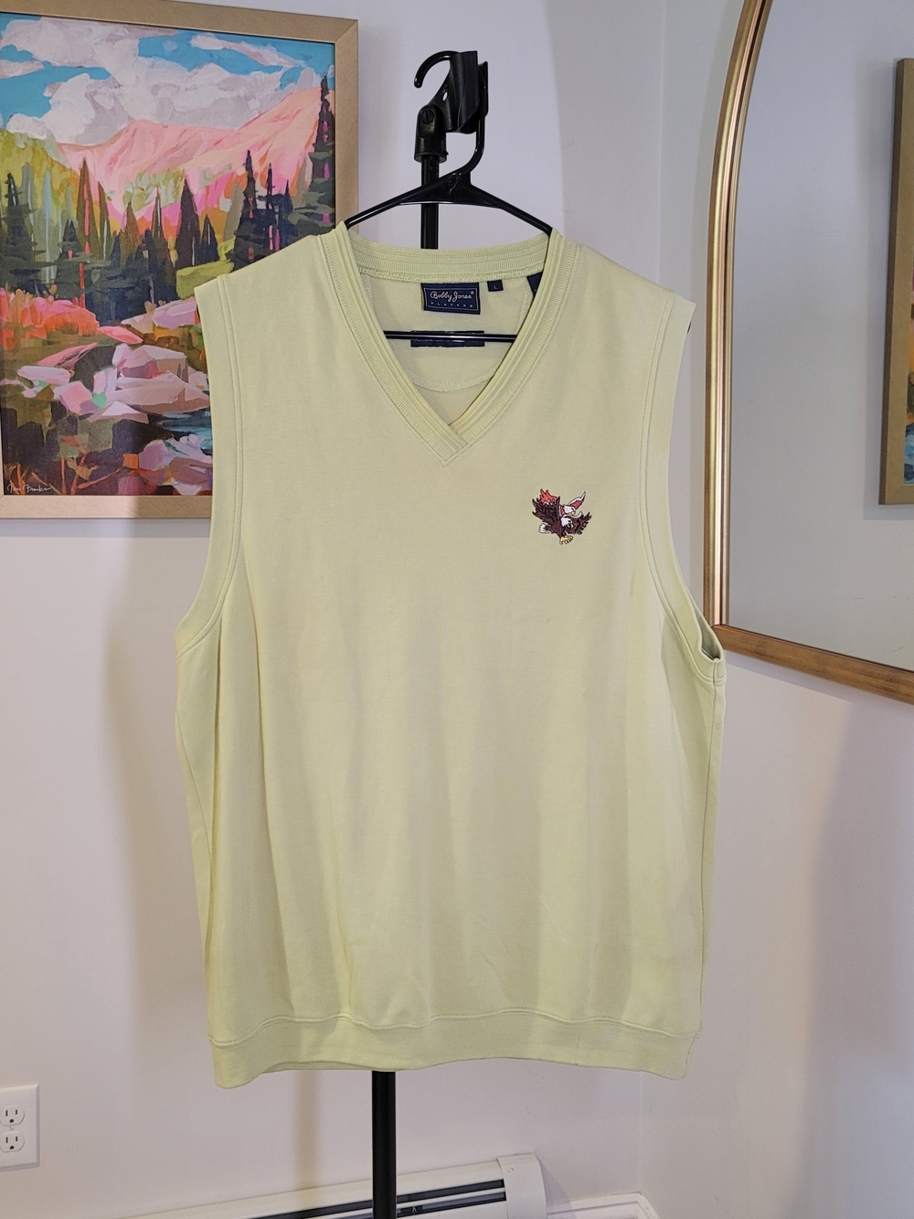 BOBBY JONES 100% Cotton V Neck Sleeveless Pullover Light Green Men's Size L